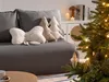 BELIANI Dekokissen 3er Set Hellbeige Bouclé Stoff mit Produktbild-Vorschau 2