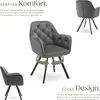 A collage of images showcasing a gray velvet armchair from different angles, with descriptive text highlighting its comfort and design. Produktbild-Vorschau