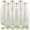 Milch Glasflaschen transparent im Set mit 6 Flaschen und Ersatzdeckeln gold Produktbild-Vorschau