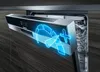 A close-up view of the top control panel of a dishwasher, with a glowing blue graphic overlay highlighting a speed or intensity indicator. Anteprima dell’immagine prodotto