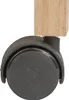 A close-up of a caster wheel attached to a wooden leg. Podgląd zdjęcia produktu