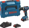 A Bosch cordless drill, its case, charger, and battery are displayed on a white background. Náhled obrázku produktu