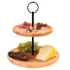 Excellent Houseware Serviertablett 2 Etagen Bambus Rund Produktbild-Vorschau 1