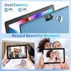 Collage of marketing images for a tablet, showing its dual camera feature and people using it to take photos. Produktbild-Vorschau
