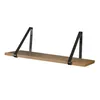 A wooden shelf with black metal brackets against a white background. Náhled obrázku produktu