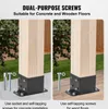 Two close-up shots of wooden posts being attached to different floor surfaces using black metal brackets and screws. Anteprima dell’immagine prodotto