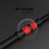 A close-up of a black handle with a red textured grip, highlighting its anti-slip feature. Produktbild-Vorschau
