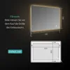 A diagram showing a lighted mirror with dimensions and installation instructions. Náhľad obrázku produktu