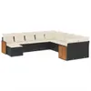 11-tlg. Garten-Sofagarnitur mit Kissen Schwarz Poly Rattan Produktbild-Vorschau 1