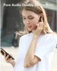 A young woman is holding a smartphone and wearing wireless earbuds, suggesting she is listening to music or on a call. Anteprima dell’immagine prodotto