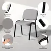 A light gray visitor chair with a black metal frame is shown, with several callout circles highlighting its features. Náhľad obrázku produktu