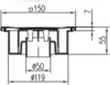 A technical drawing with dimensions of a shower drain. Náhľad obrázku produktu