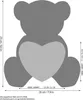 A diagram showing the dimensions of a teddy bear with a heart. Produktbild-Vorschau