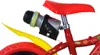 A close-up view of a child's bicycle seat, water bottle holder, and rear fender. Produktbild-Vorschau