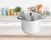 A stainless steel pot with a glass lid sits on a wooden countertop in a kitchen setting. Náhľad obrázku produktu