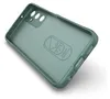 The back of a green phone case is shown against a white background. Produktbild-Vorschau