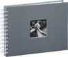 A gray spiral-bound photo album with a square window on the cover showing a black and white close-up of a flower bud. Produktbild-Vorschau