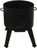 A black metal outdoor cooking stove with legs, shown in a studio setting against a white background. Produktbild-Vorschau