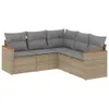 5-tlg. Garten-Sofagarnitur mit Kissen Beige Poly Rattan Produktbild-Vorschau 1