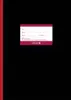 A black notebook with a pink and white label for writing subject, name, class, and school. Produktbild-Vorschau