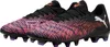 A pair of black and purple Puma Future 8 Play FG/AG soccer cleats with orange accents. Produktbild-Vorschau