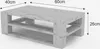 A 3D rendering of a white wooden coffee table with two shelves, showing its dimensions. Produktbild-Vorschau