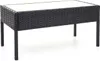 A black poly-rattan coffee table with a white top and four legs, shown against a white background. Podgląd zdjęcia produktu