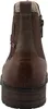 The back view of a brown leather boot with a faux fur lining. Voir les images du produit