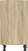A close-up, front view of a wooden cabinet base with black adjustable legs. Náhľad obrázku produktu