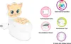 A children's potty training toilet with a cat design, shown with various feature callouts. Produktbild-Vorschau