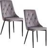 Two gray upholstered dining chairs with black metal legs are shown against a white background. Náhľad obrázku produktu