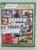 A sealed video game case for Grand Theft Auto V on Xbox Series X, showing the game's cover art and various rating symbols. Produktbild-Vorschau