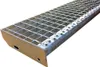 A metal stair tread with a grid pattern, shown from a diagonal angle against a white background. Produktbild-Vorschau