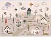 Vlies Fototapete - Scandinavian Valley - Village in Pastel Produktbild-Vorschau 5
