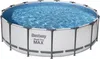 A round above-ground swimming pool filled with water. Produktbild-Vorschau
