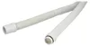 A white corrugated drain hose with connectors on both ends, lying on a white background. Anteprima dell’immagine prodotto