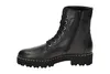 A black leather boot with laces and a zipper, set against a white background. Produktbild-Vorschau