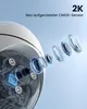 Close-up view of a camera lens system and internal components, with text highlighting features. Produktbild-Vorschau