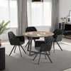 A dining set with a round wooden table and four upholstered chairs. Náhled obrázku produktu
