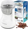A coffee grinder and its packaging are shown, with coffee beans scattered around. Produktbild-Vorschau