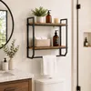 Relaxdays Wandplank, 2 planken, handdoekhouder, metaal & Productafbeelding-voorbeeld 5