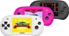 Three handheld gaming consoles in different colors (white, pink, and black) are displayed in a staggered arrangement against a white background. Produktbild-Vorschau