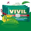 A product shot of VIVIL Extra Strong Eukalyptus-Menthol candies, surrounded by decorative elements like flowers and leaves. Produktbild-Vorschau
