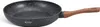 A black frying pan with a speckled interior and a wooden handle is shown against a white background. Produktbild-Vorschau