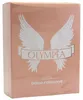 Verpackung des Paco Rabanne Olympea Aqua Parfums in Roségold mit weißen Engelsflügeln und glänzender Schrift. Náhľad obrázku produktu