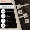 A product image showing door handles and their included accessories, with text detailing the set contents. Produktbild-Vorschau