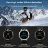 A snowboarder in the mountains with three smartwatch displays shown below. Produktbild-Vorschau
