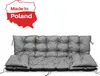 A gray tufted cushion set for a swing or bench, with a "Made in Poland" graphic in the upper left corner. Náhled obrázku produktu