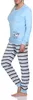 Damen Frottee Pyjama, Hose gestreift, Oberteil mit süssen Produktbild-Vorschau 2