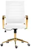 A white office chair with gold accents is shown from the front against a white background. Podgląd zdjęcia produktu